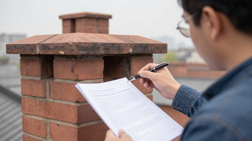 Homeowner reviewing a written chimney inspection report with photographs at a kitchen table — Spring Hill Chimney Service NEPA